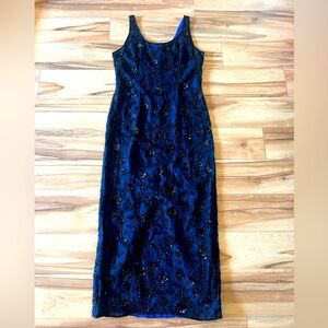 Scala, XL, blue and black beaded dress